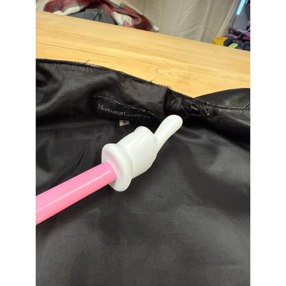 "NATURAL COMFORT" Butter Leather Zip Up Jacket SZ S PLZ READ Biker Sexy Goth - Picture 4 of 11